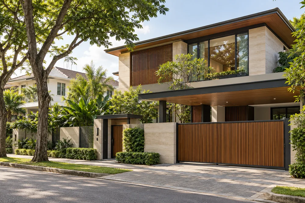 Contemporary landed house on a leafy Singapore residential street