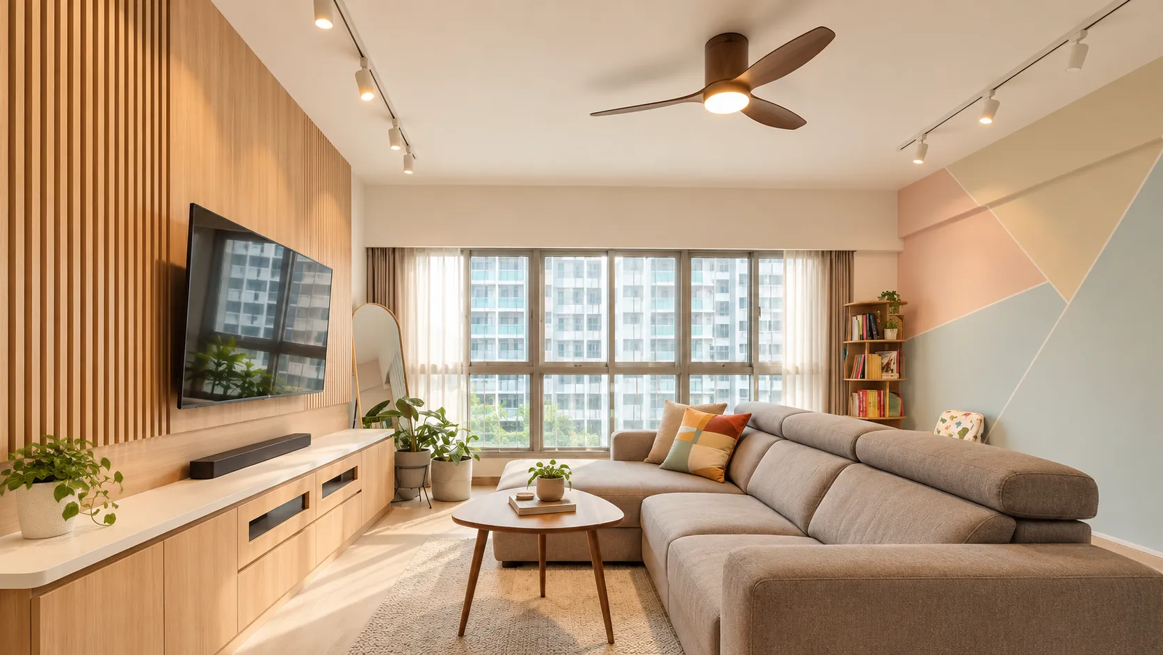 Bright living room in an HDB home